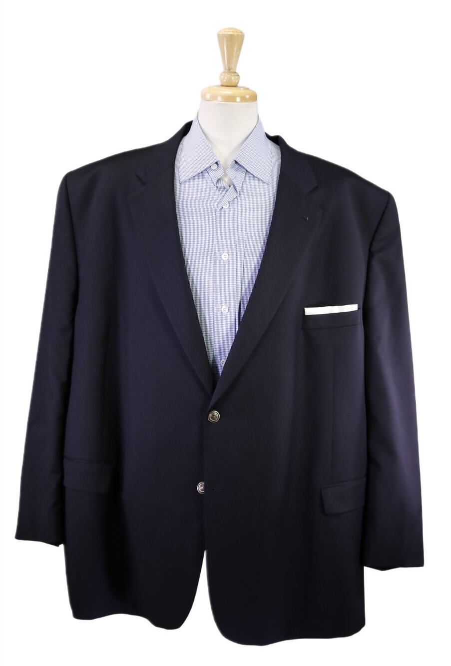 Jack Victor Navy Blue w/ Metal Buttons Wool Blazer Jacket Big Portly 56R